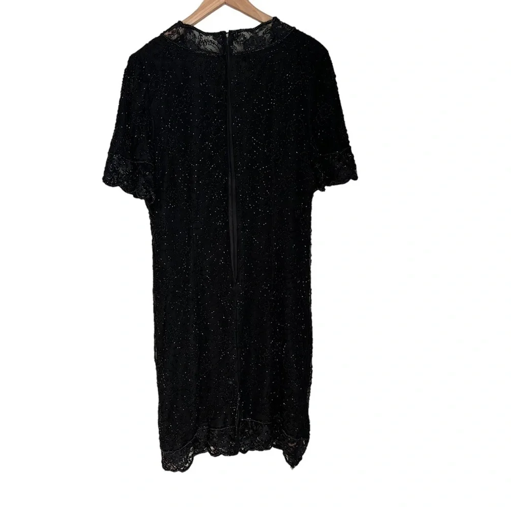 Vintage by Stenay Women's‎ Black Beaded Silk Midi Dress Size: XL